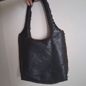 Vintage Rudsak Made In Canada Leather Faux Fur Tote Bag EUC 90s Y2K